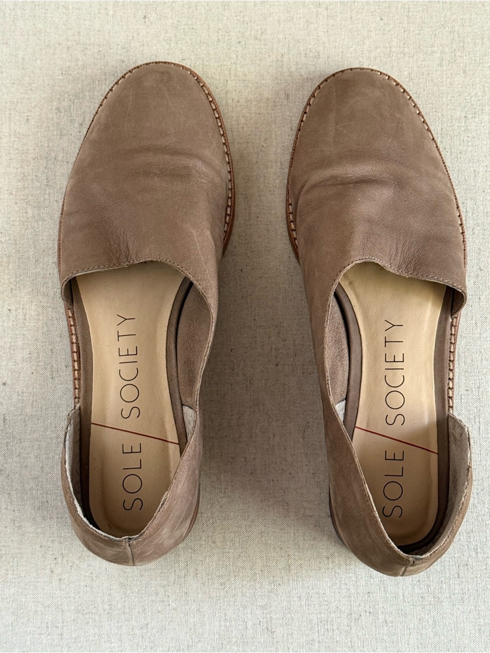 Sole Society Etianne Taupe Leather D’Orsay Flats - Size 8.5